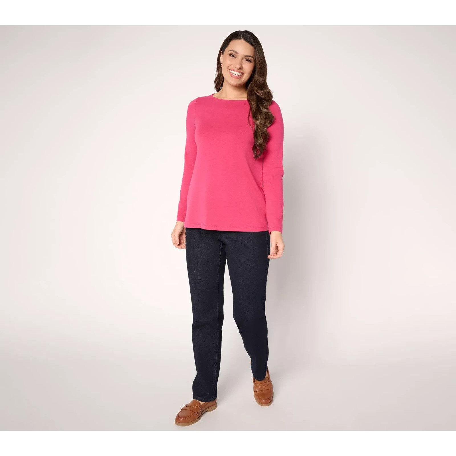 Susan Graver Essentials Comfy Cotton Bateau Neck Top Black 3x — image 6 of 8